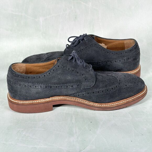J CREW Shoes Mens Size 10.5 Kenton Wing Tips Navy Blue Suede Oxford 43687 - Picture 6 of 14